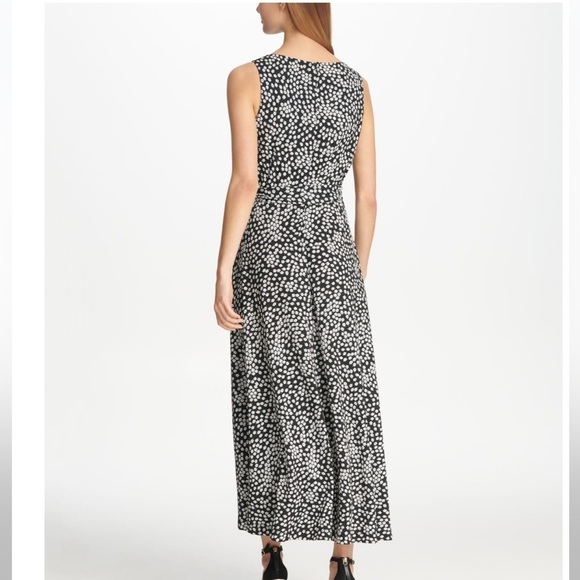 DKNY Womens Black Floral Sleeveless V Neck Maxi Dress SZ 4 - Picture 4 of 9